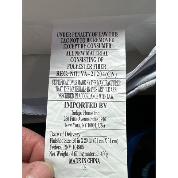 Nicole Miller Home Decorative Throw Pillow 20"x20" Polyester Fiber Silver Abstra - Picture 5 of 6